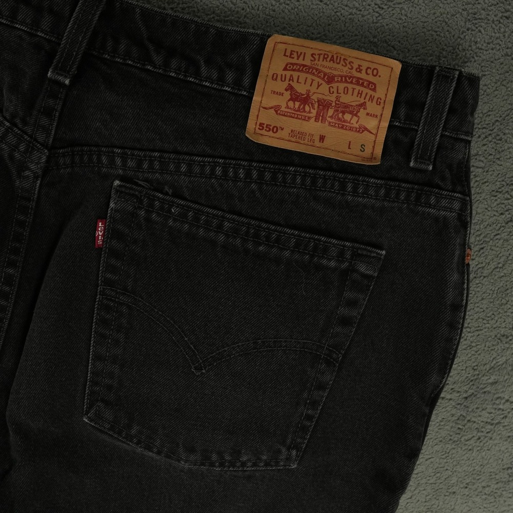 VTG Levi's 550 Jeans‎ Women 37x28 Black Relaxed Fit Tapered Leg High Rise